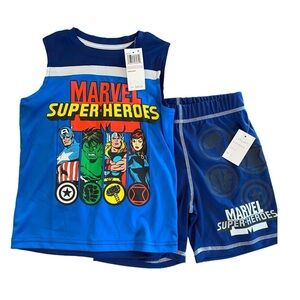 Marvel Boys Super Heroes Tank And Shorts Active Set NWT Size 6